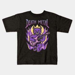 Death Metal Satanic Baphomet Cat Kids T-Shirt